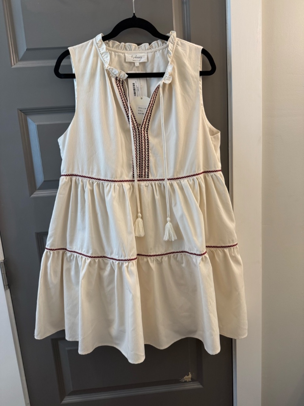 NWT White Embroidered Tiered Mini Gameday Dress
